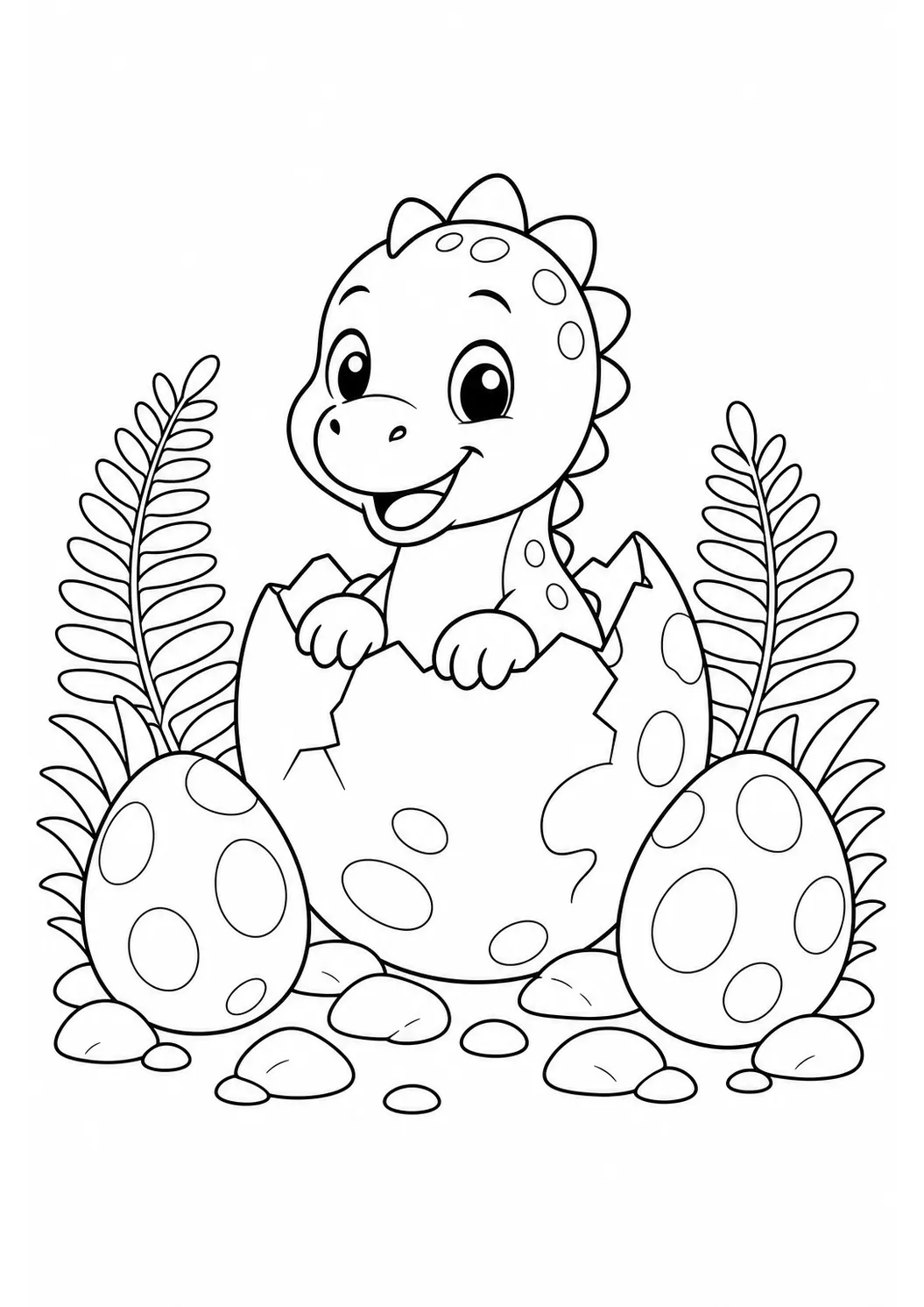 Baby dinosaur hatching free printable dinosaur coloring page