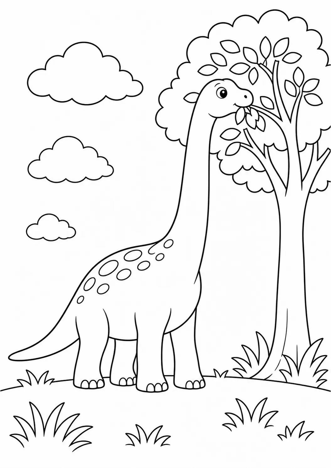 Tall Brachiosaurus free printable dinosaur coloring page