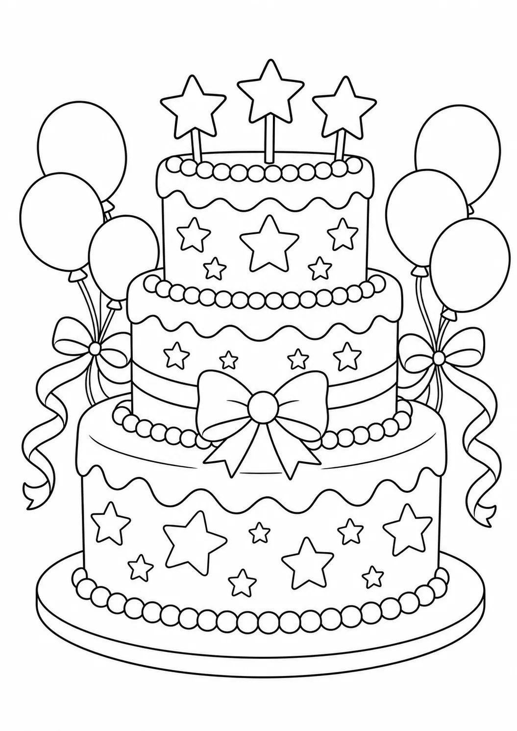 New Year Celebration Cake Free Printable Coloring Page