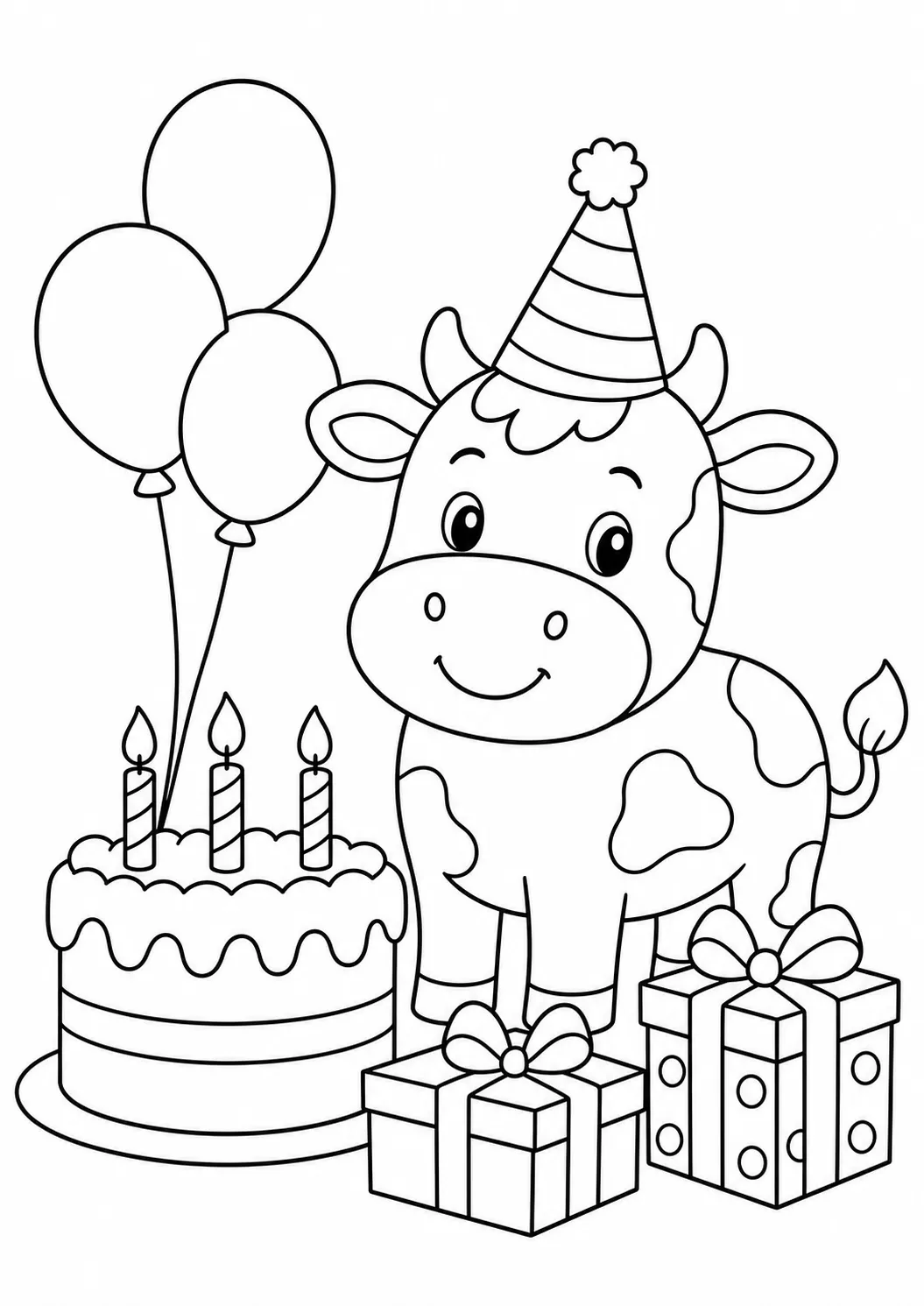 Cow birthday party free printable cow coloring page