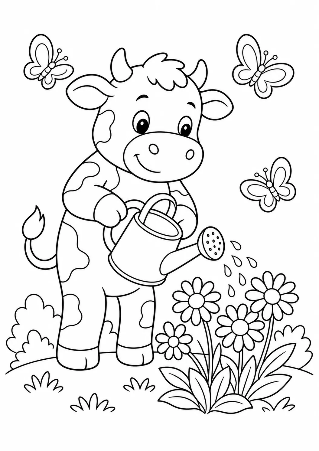 Little cow gardener free printable cow coloring page