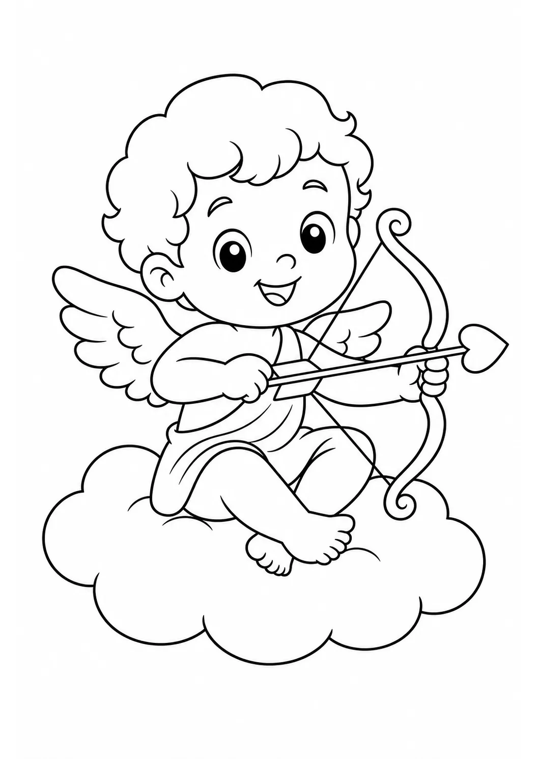 Cute Cupid, free printable Valentine's Day coloring page