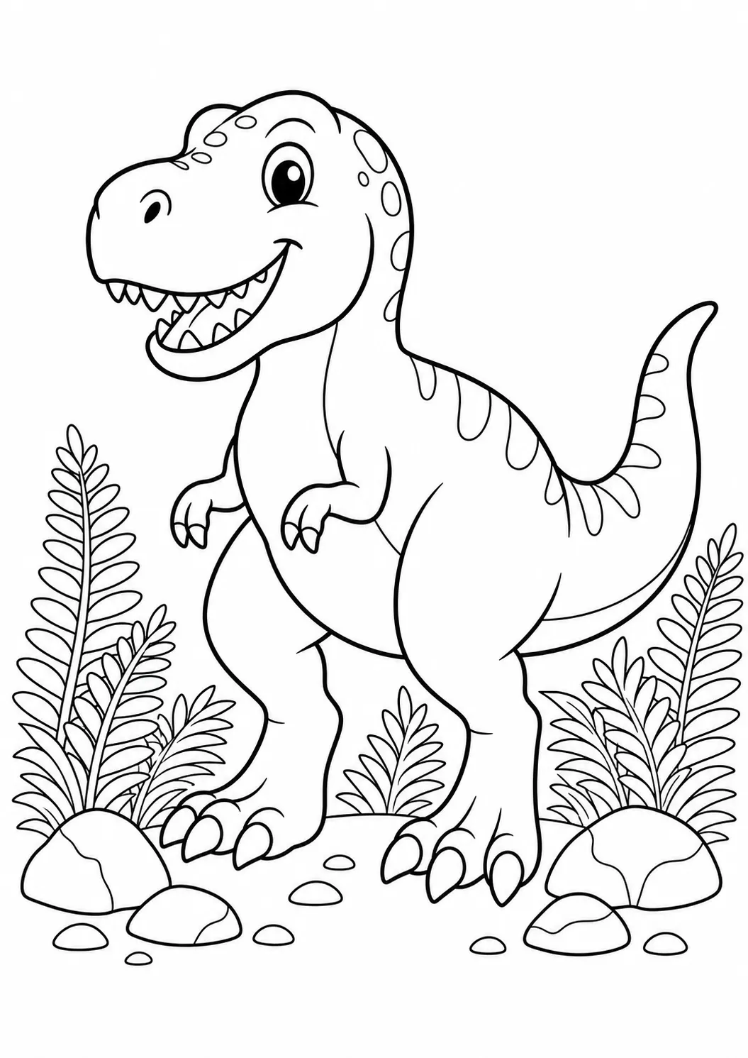 Cute T-Rex free printable dinosaur coloring page