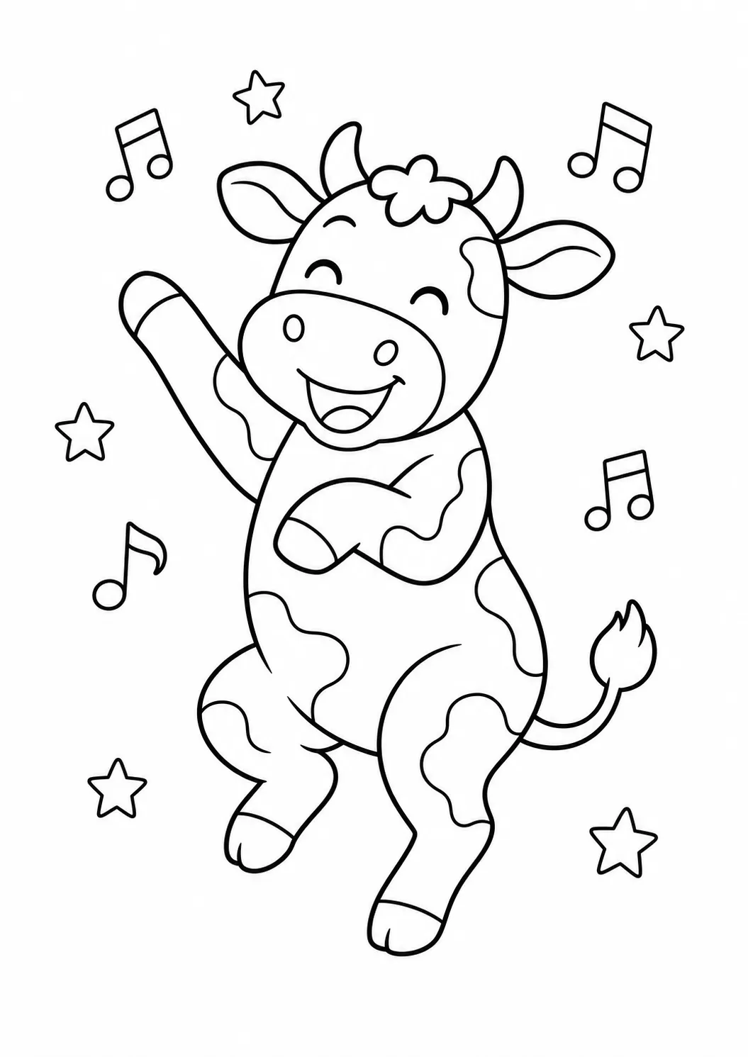 Dancing cow free printable cow coloring page