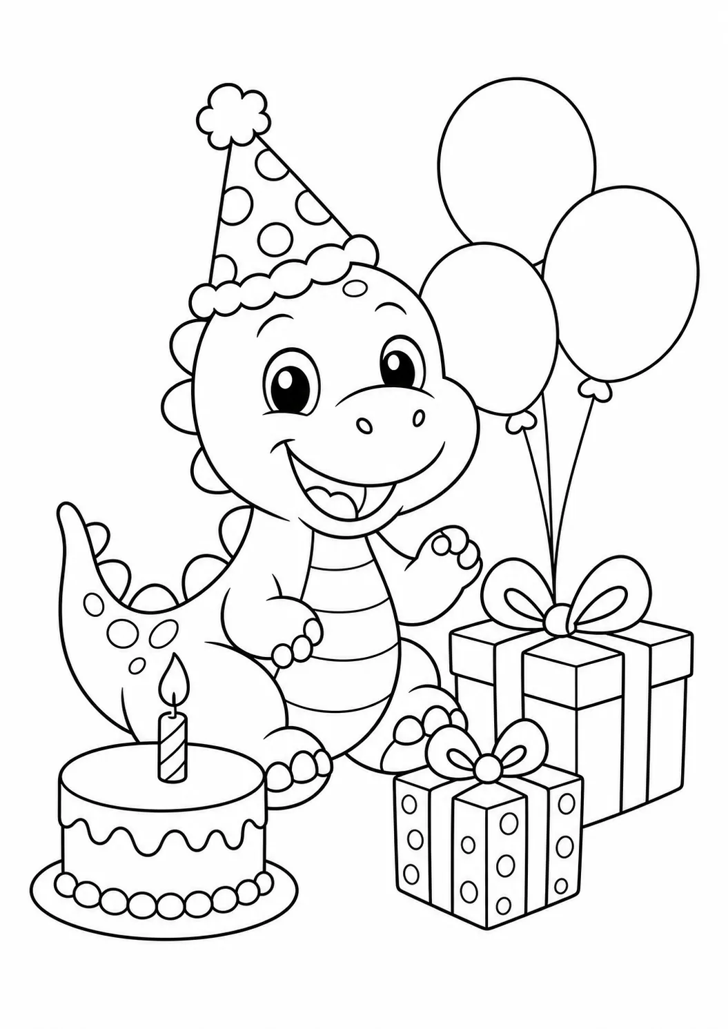 Dinosaur balloon party free printable dinosaur coloring page