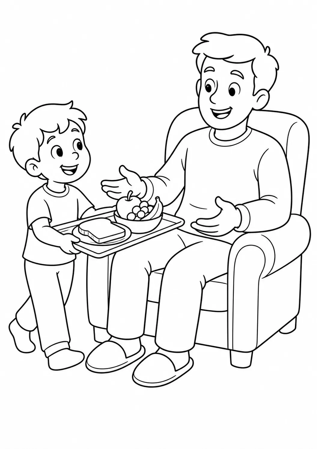 Tranh tô màu Ngày của Cha miễn phí có thể in hình bữa sáng yêu thương