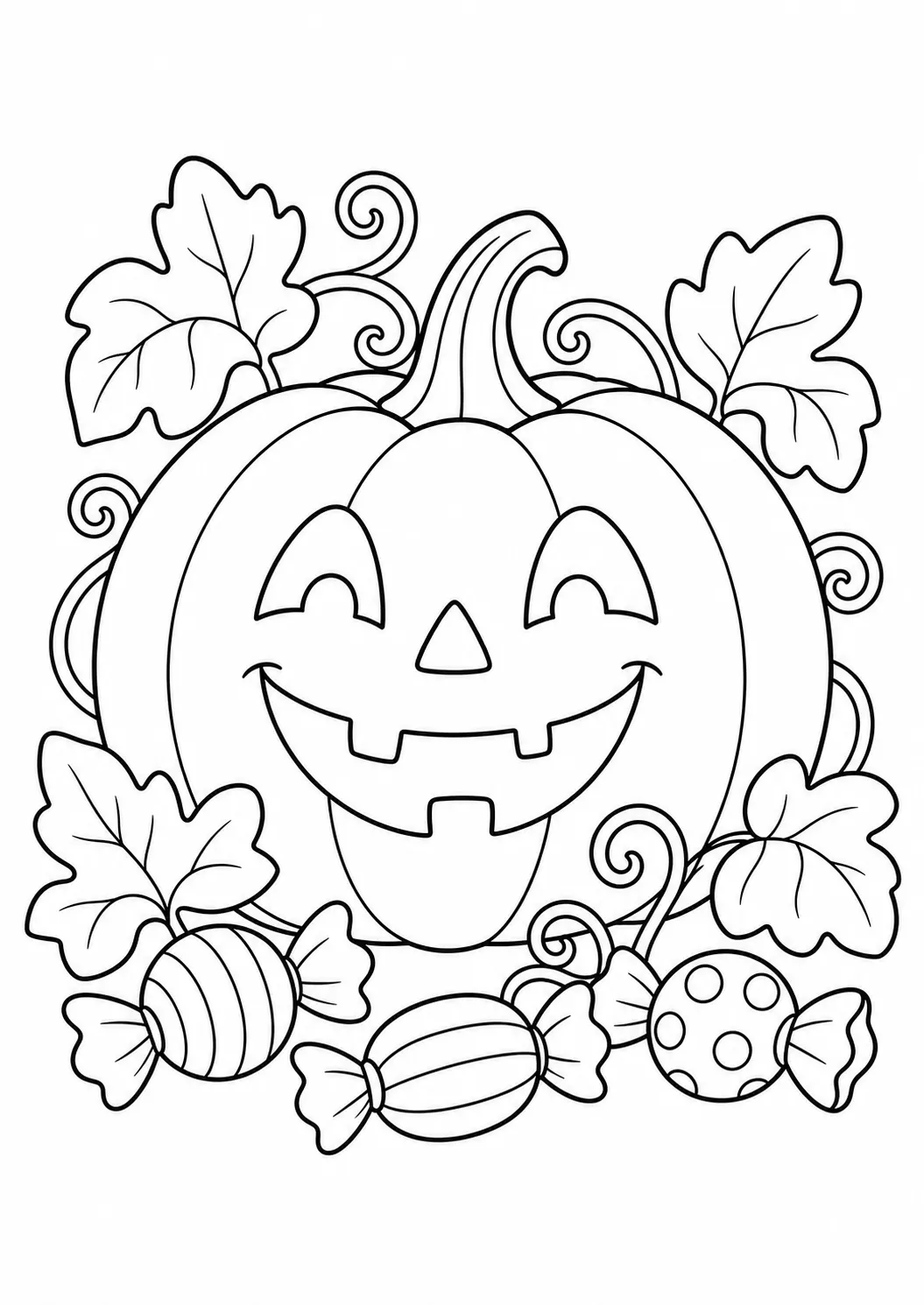 Lächelnde Kürbislaterne – kostenloses druckbares Halloween-Ausmalbild