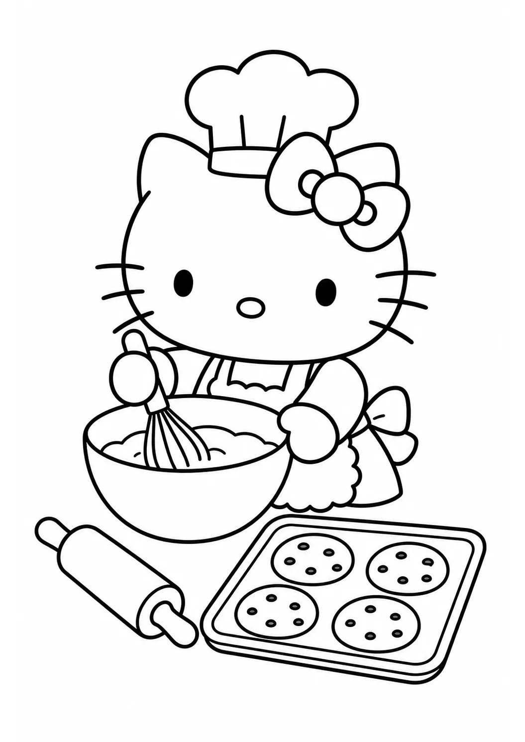 Hello Kitty beim Plätzchenbacken kostenlose Hello Kitty Malvorlage zum Ausdrucken