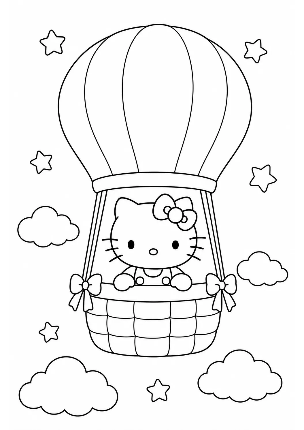 Hello Kitty Ballonreise kostenlose Hello Kitty Malvorlage zum Ausdrucken