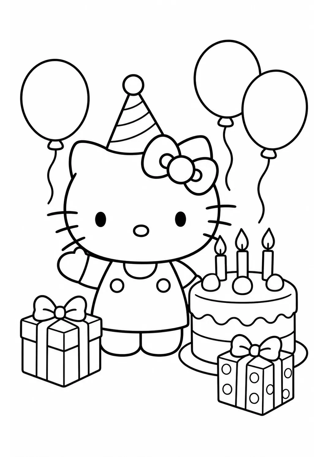 Hello Kitty Geburtstagsparty kostenlose Hello Kitty Malvorlage zum Ausdrucken
