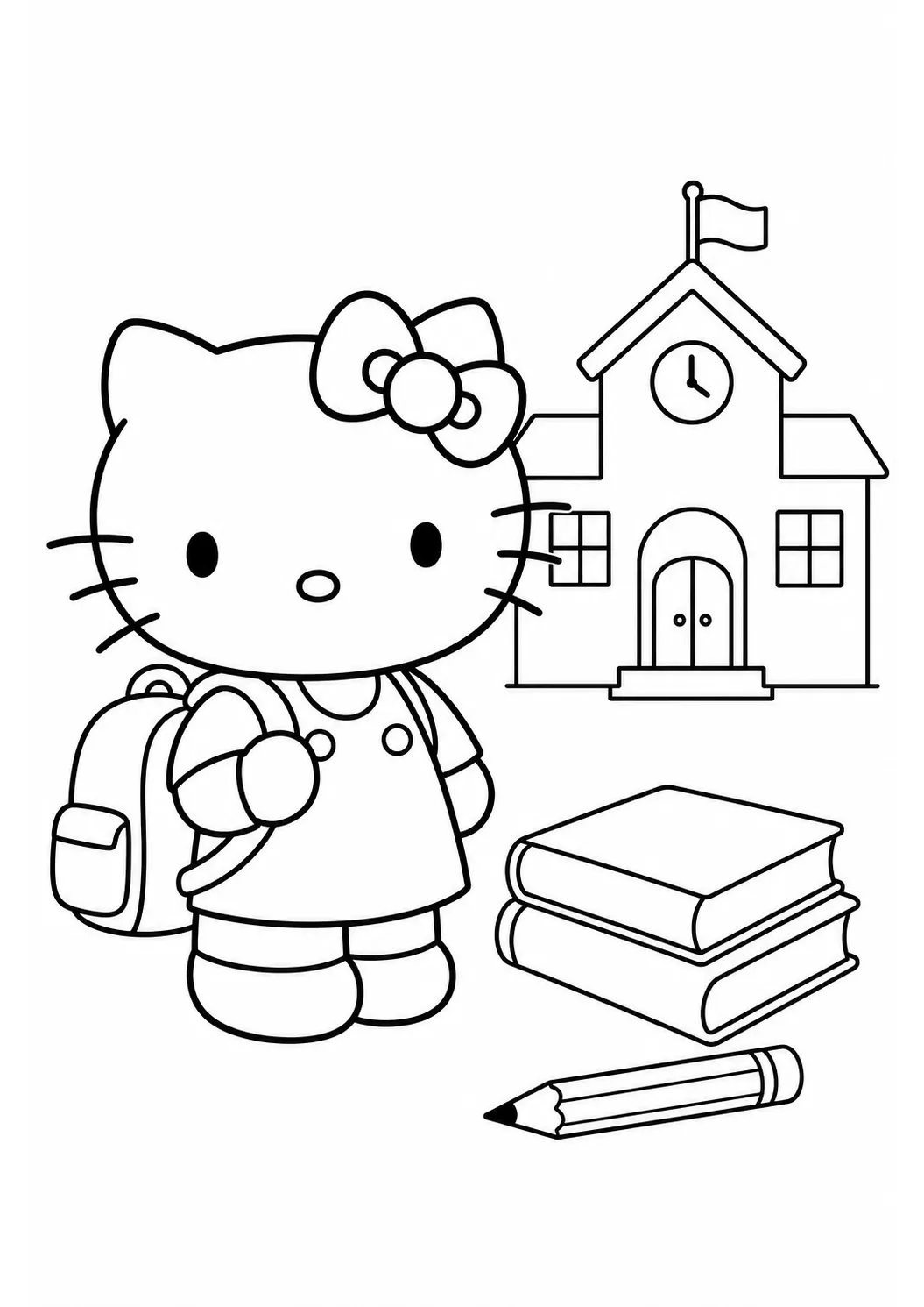Hello Kitty Schultag kostenlose Hello Kitty Malvorlage zum Ausdrucken