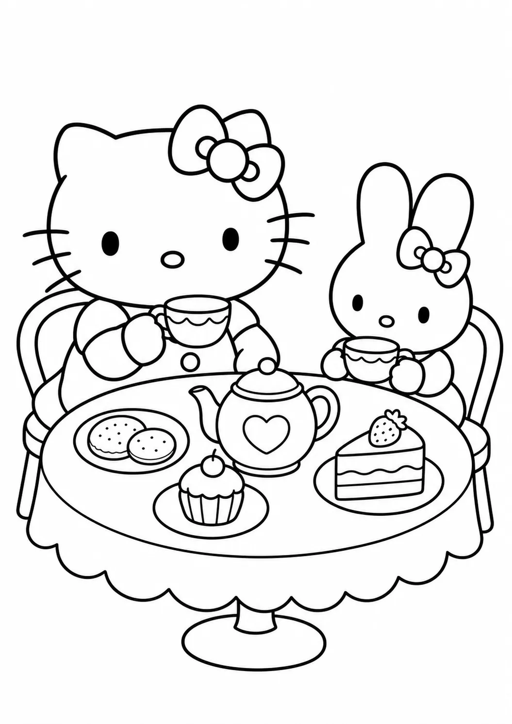 Hello Kitty Teeparty kostenlose Hello Kitty Malvorlage zum Ausdrucken