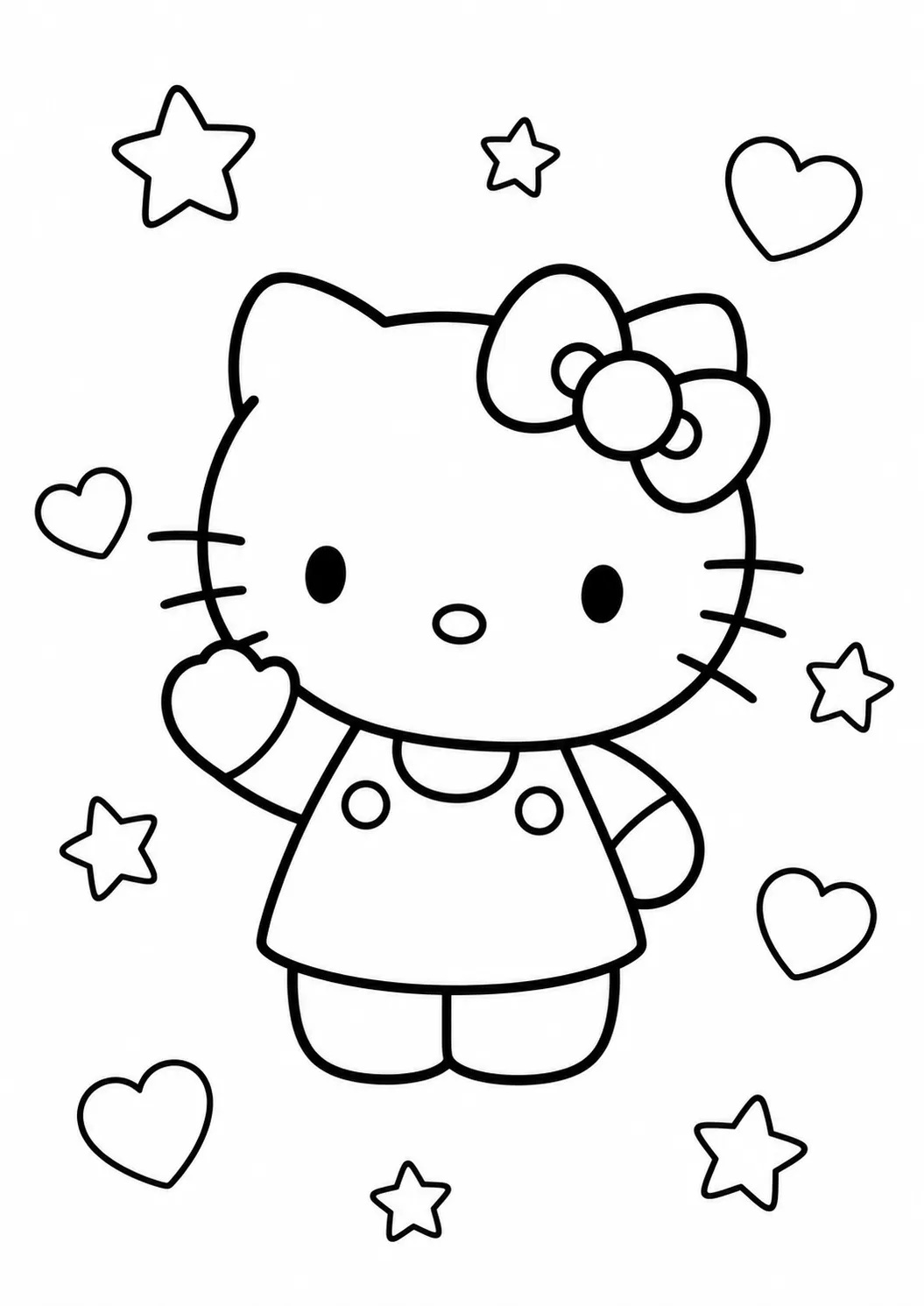 Winkende Hello Kitty kostenlose Hello Kitty Malvorlage zum Ausdrucken
