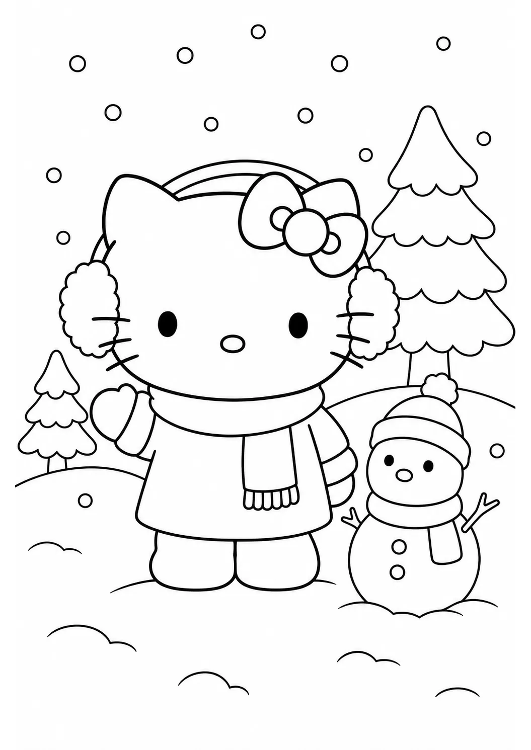 Hello Kitty Winter-Schal kostenlose Hello Kitty Malvorlage zum Ausdrucken