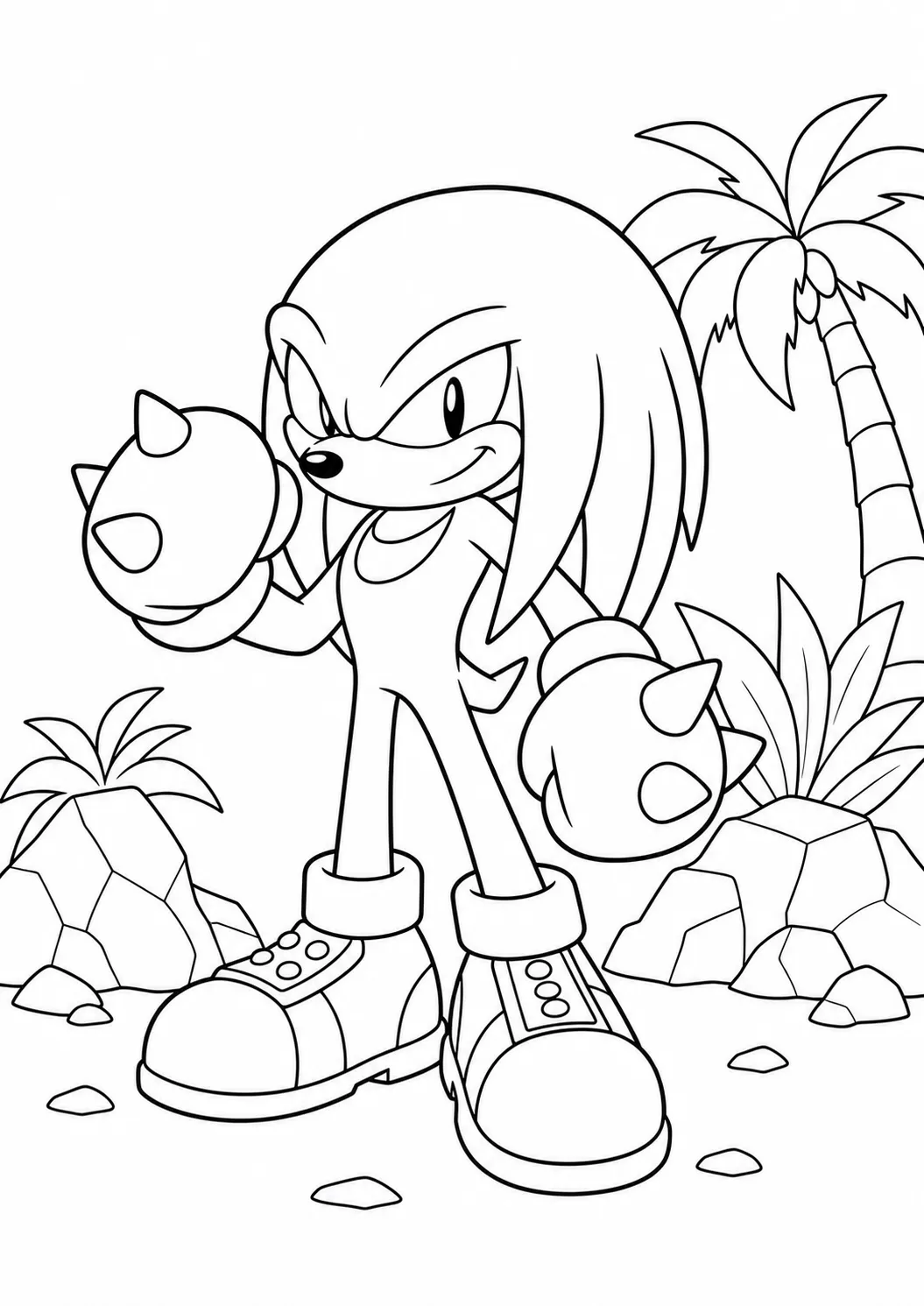 Knuckles training free printable Sonic coloring page