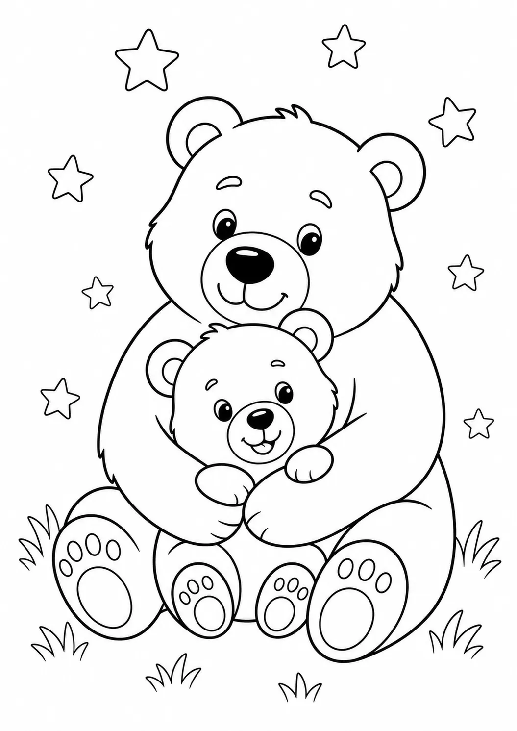 Tranh tô màu Ngày của Cha miễn phí có thể in hình gấu bố và gấu con