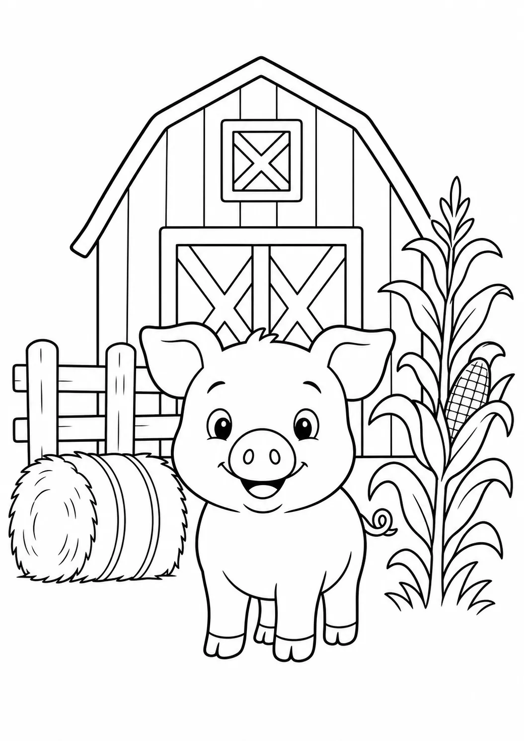 Farm barn pig free printable pig coloring page