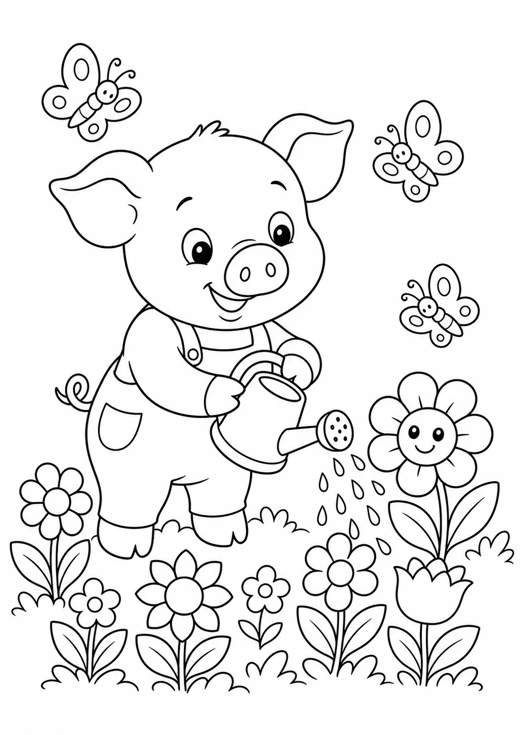 Pig garden free printable pig coloring page