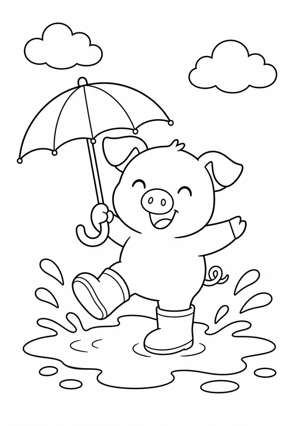 Pig in a muddy puddle free printable pig coloring page