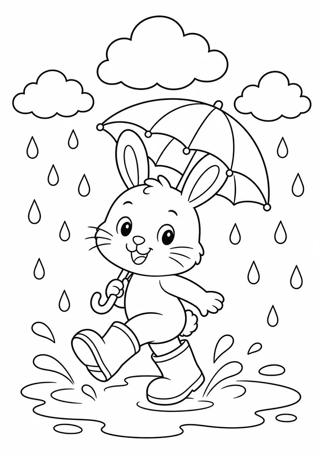 Rain Boot Rabbit free printable rabbit coloring page