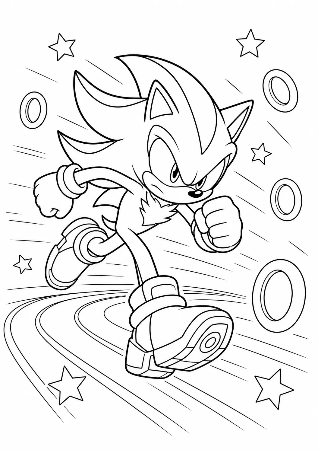 Shadow high-speed dash free printable Sonic coloring page