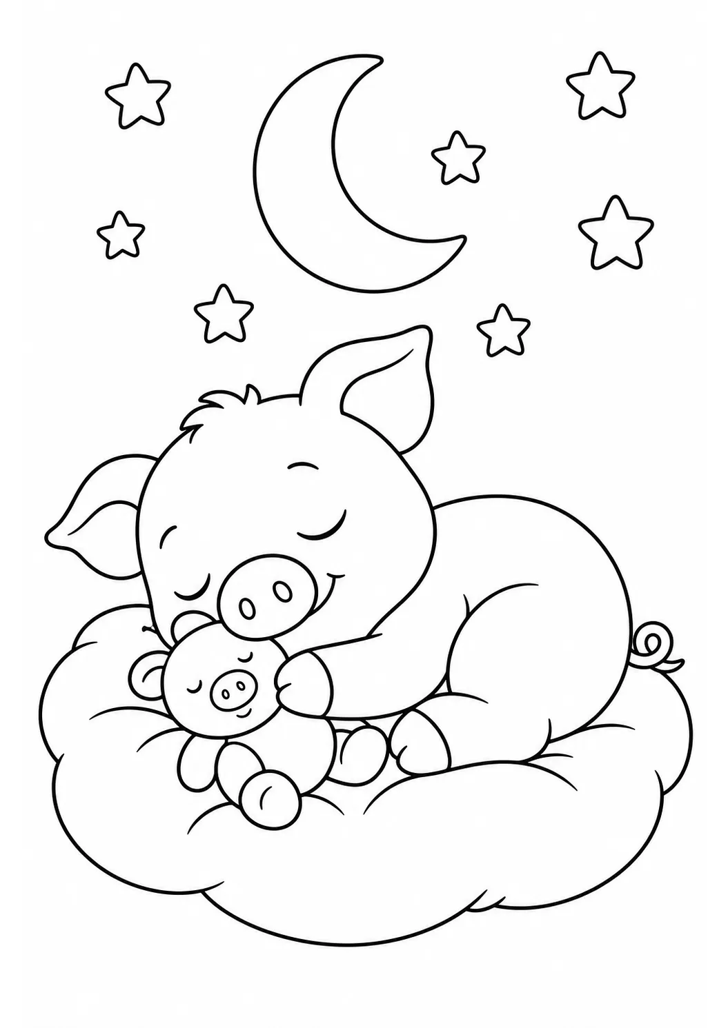 Sleeping pig free printable pig coloring page