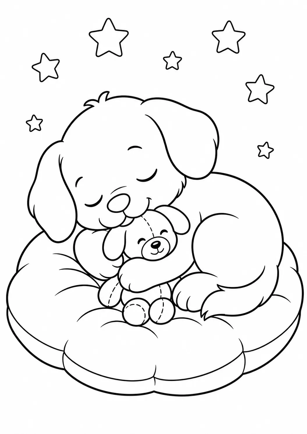 Sleeping puppy free printable dog coloring page