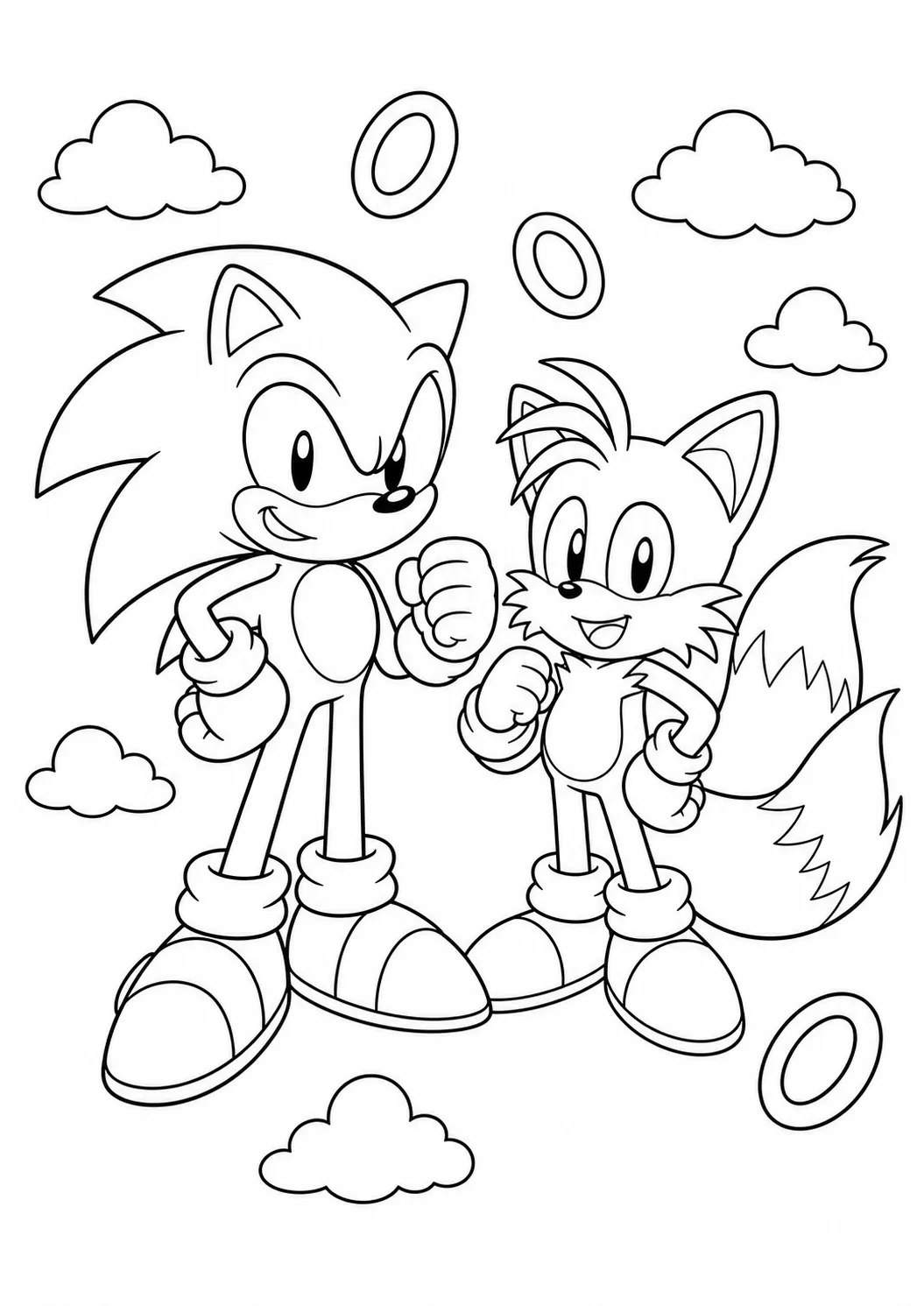 Sonic and Tails free printable Sonic coloring page