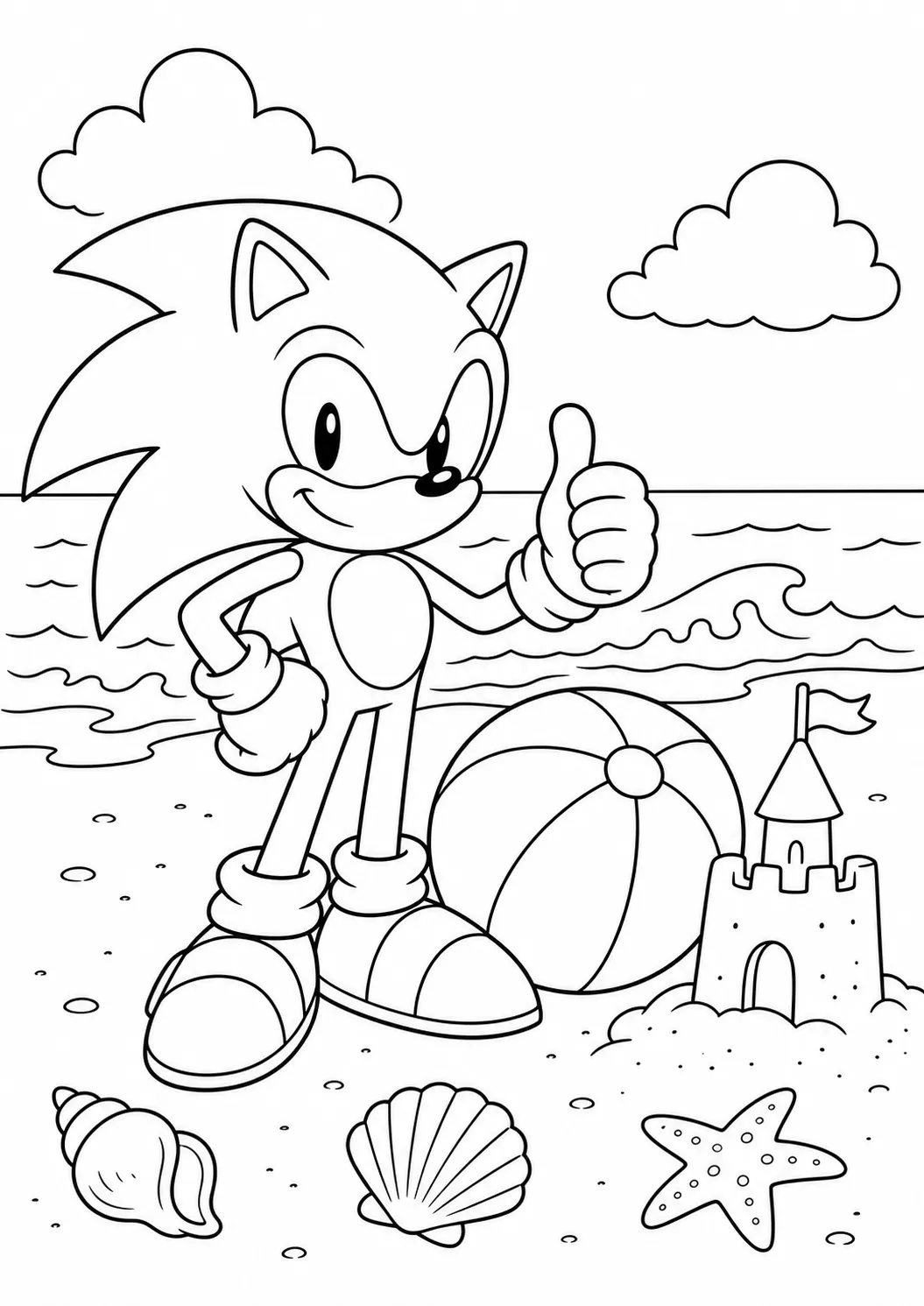 Sonic beach holiday free printable Sonic coloring page