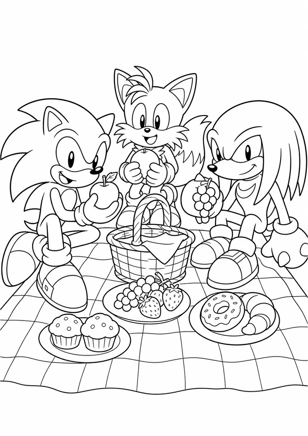 Sonic and friends picnic free printable Sonic coloring page