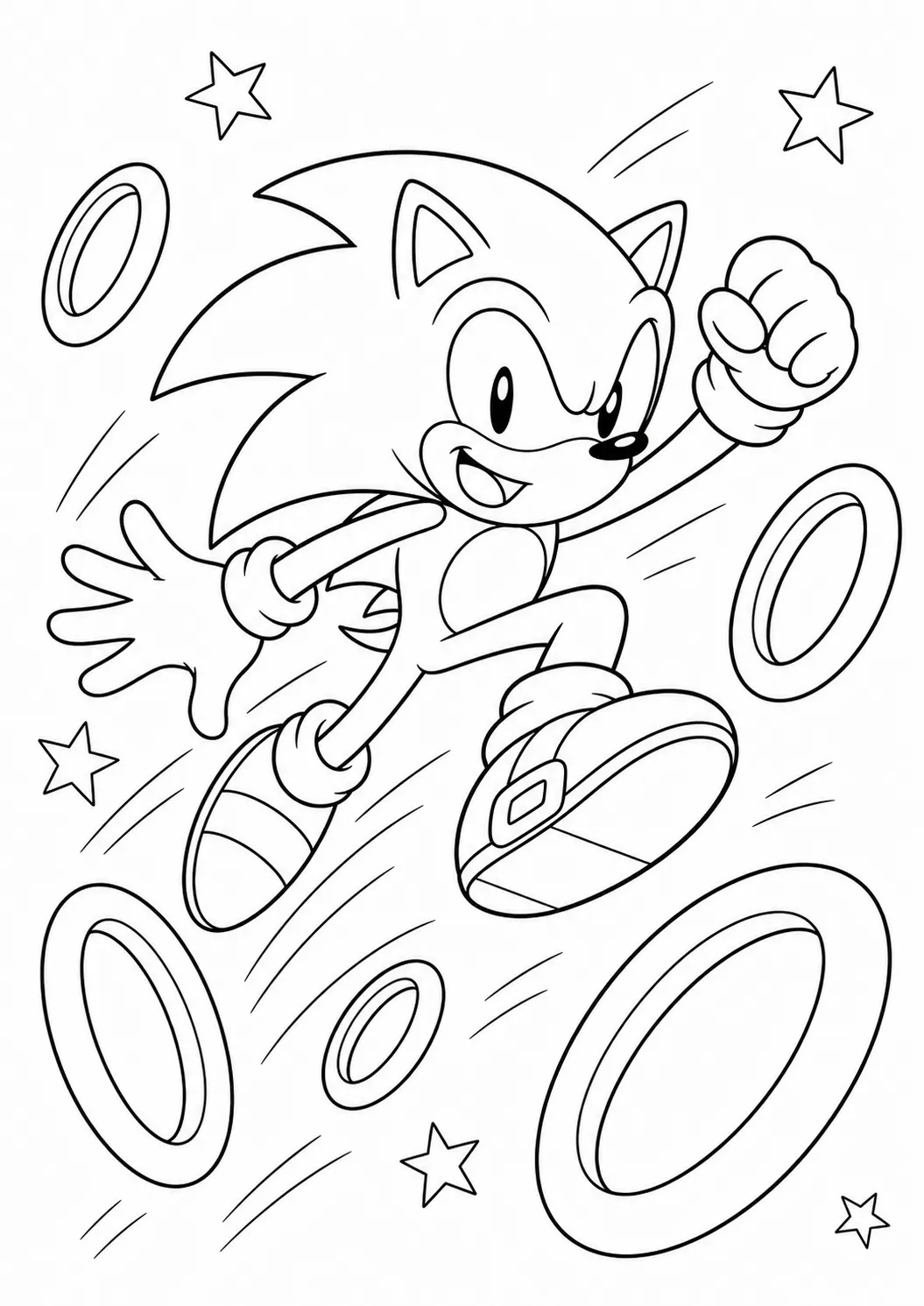Sonic collecting golden rings free printable Sonic coloring page
