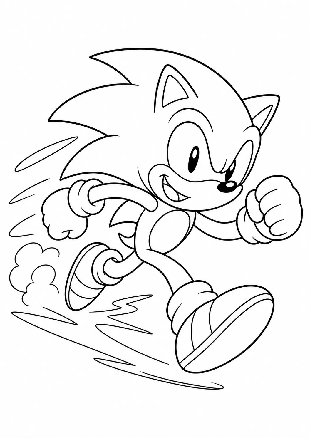 Sonic running at high speed free printable Sonic coloring page