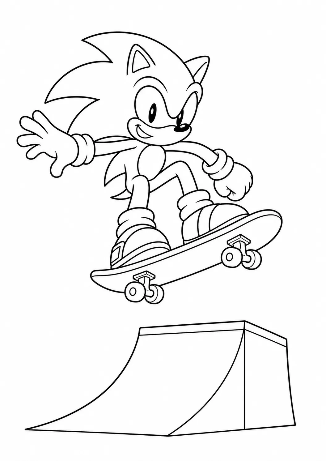 Sonic skateboard challenge free printable Sonic coloring page
