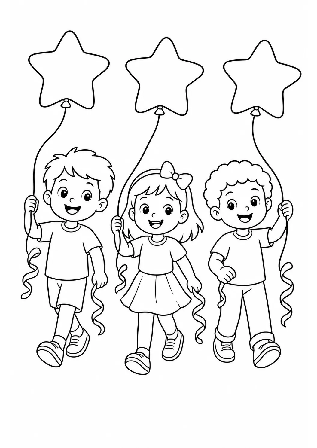 Star Balloon Parade Free Printable Coloring Page