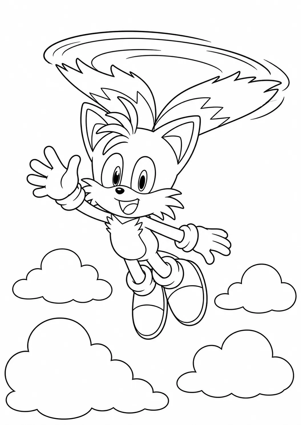 Flying Tails free printable Sonic coloring page