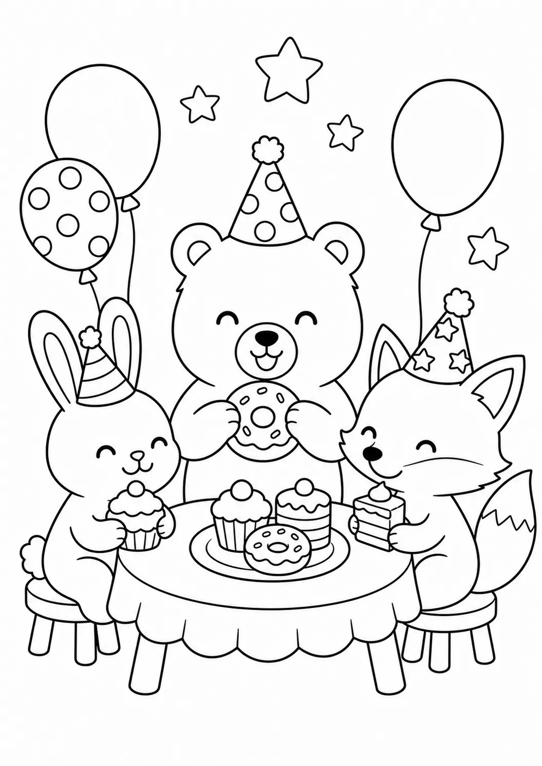 Forest Animal New Year Gathering Free Printable Coloring Page