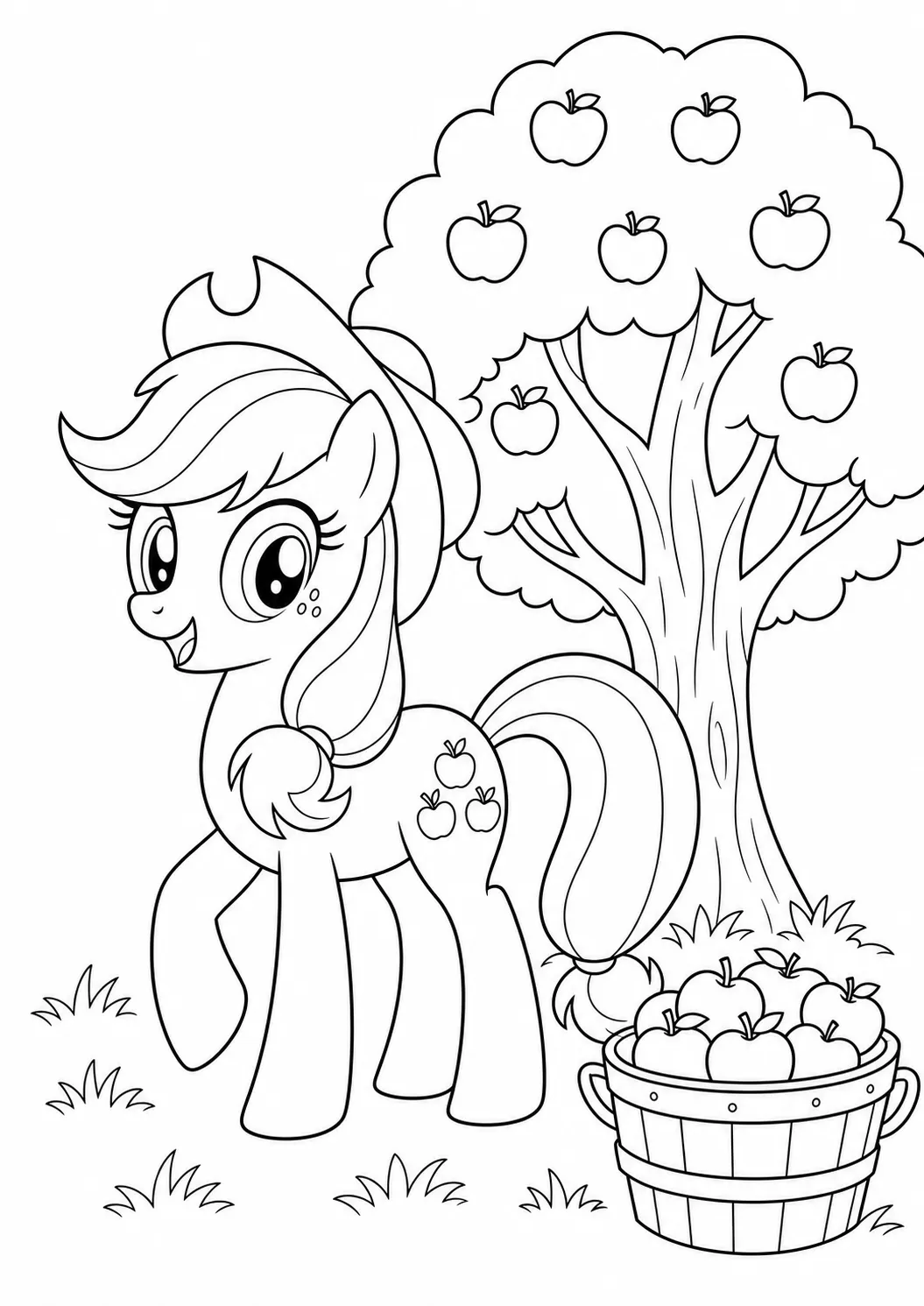 Applejacks Obstgarten – kostenloses My Little Pony Ausmalbild