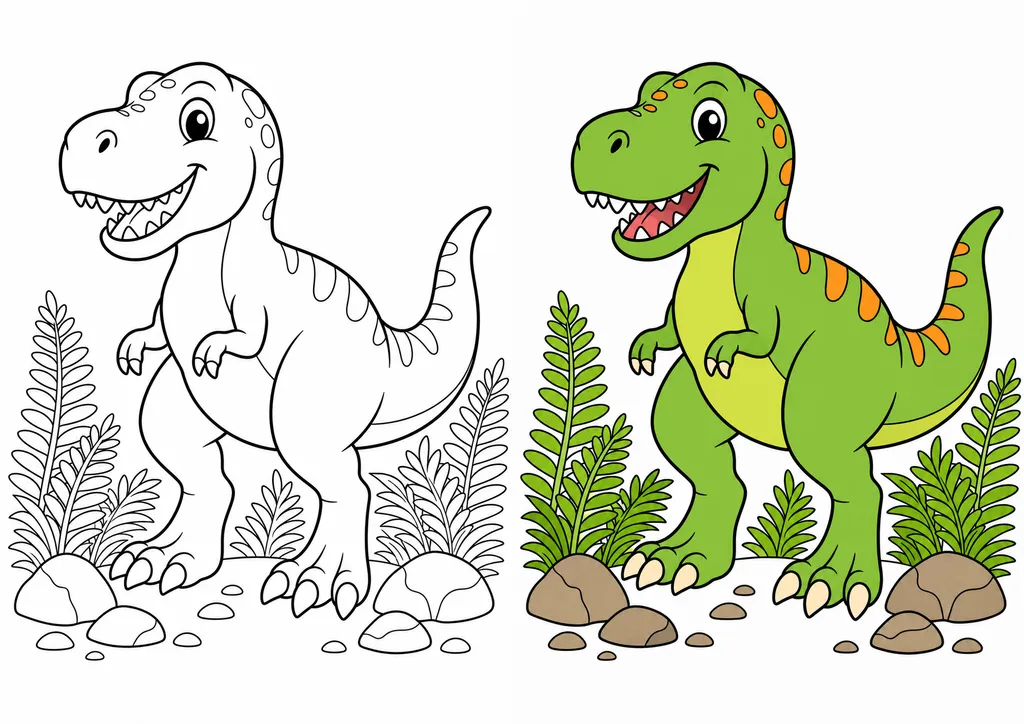 Vorschau der kostenlosen Dinosaurier-Malvorlagen zum Ausdrucken