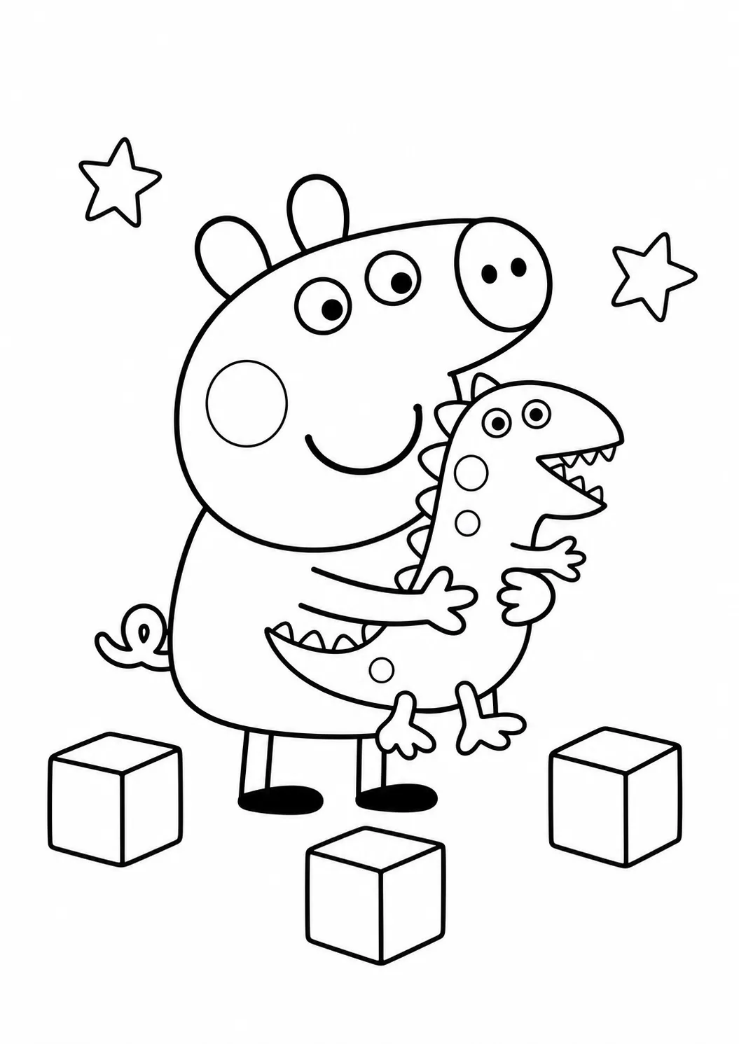 Schorsch und sein Dinosaurier – kostenloses Peppa Wutz Ausmalbild