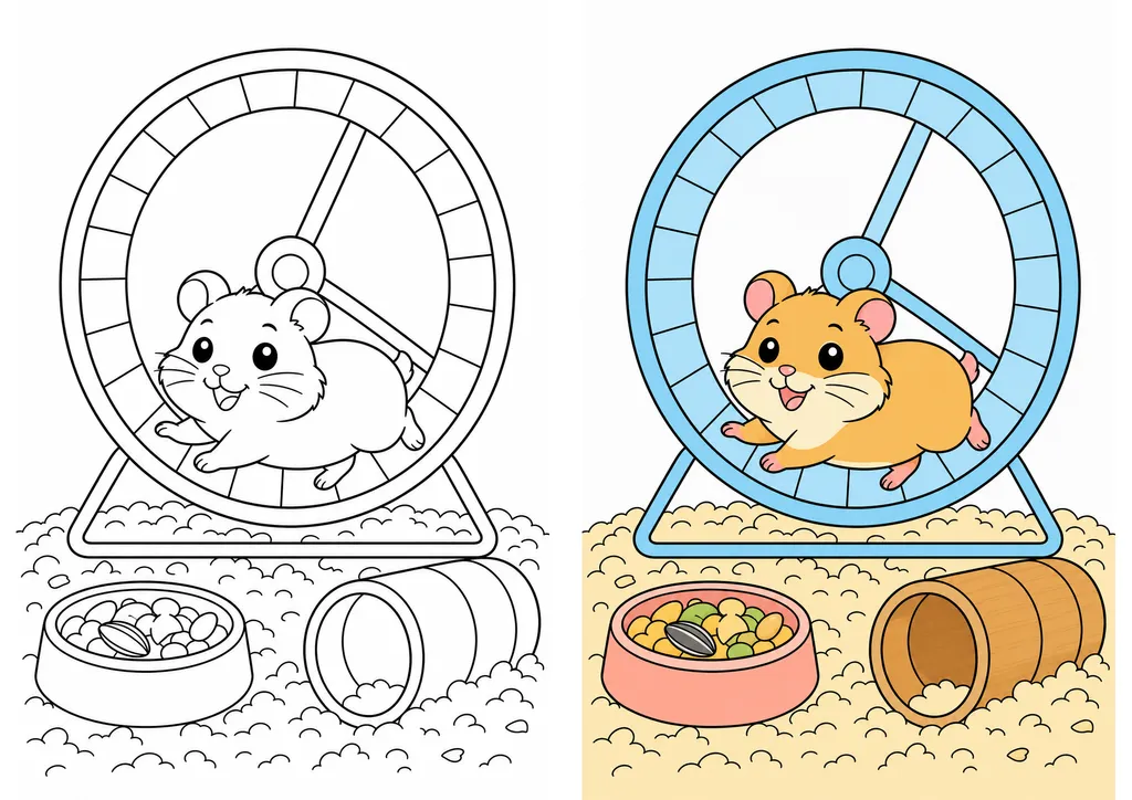 Vorschau der kostenlosen Hamster-Malvorlagen zum Ausdrucken