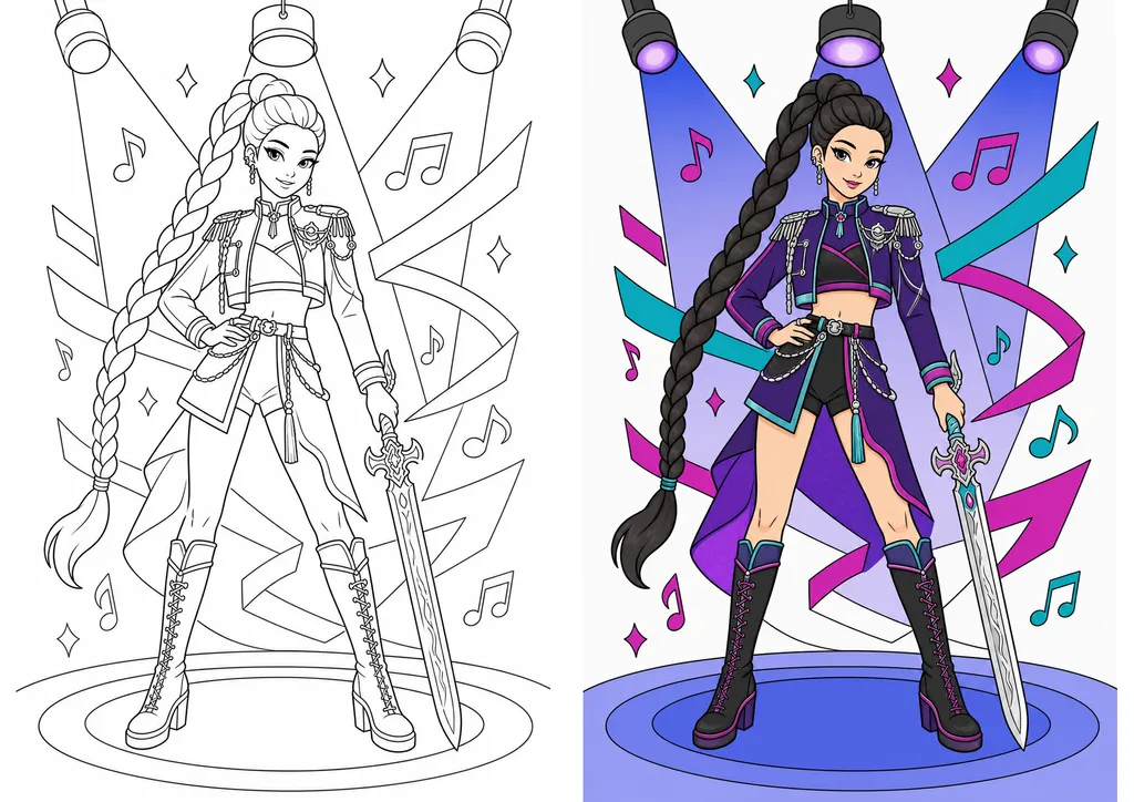 HUNTR/X coloring pages free printable preview
