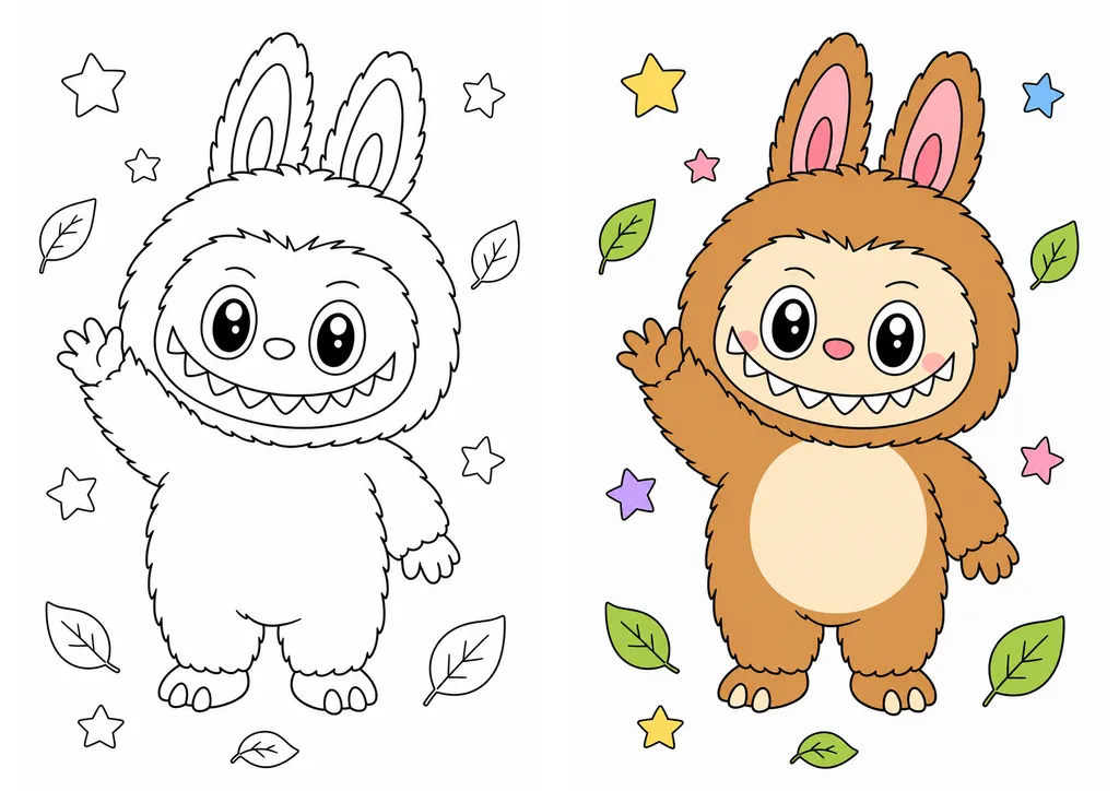 Labubu coloring pages free printable preview