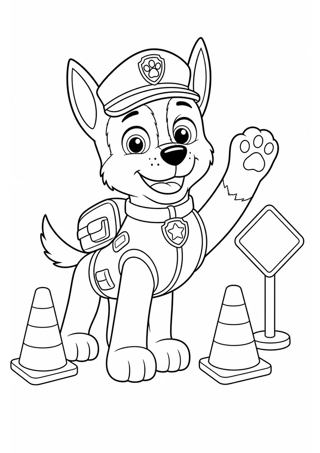 Tranh tô màu PAW Patrol Chase cứu hộ giao thông miễn phí có thể in