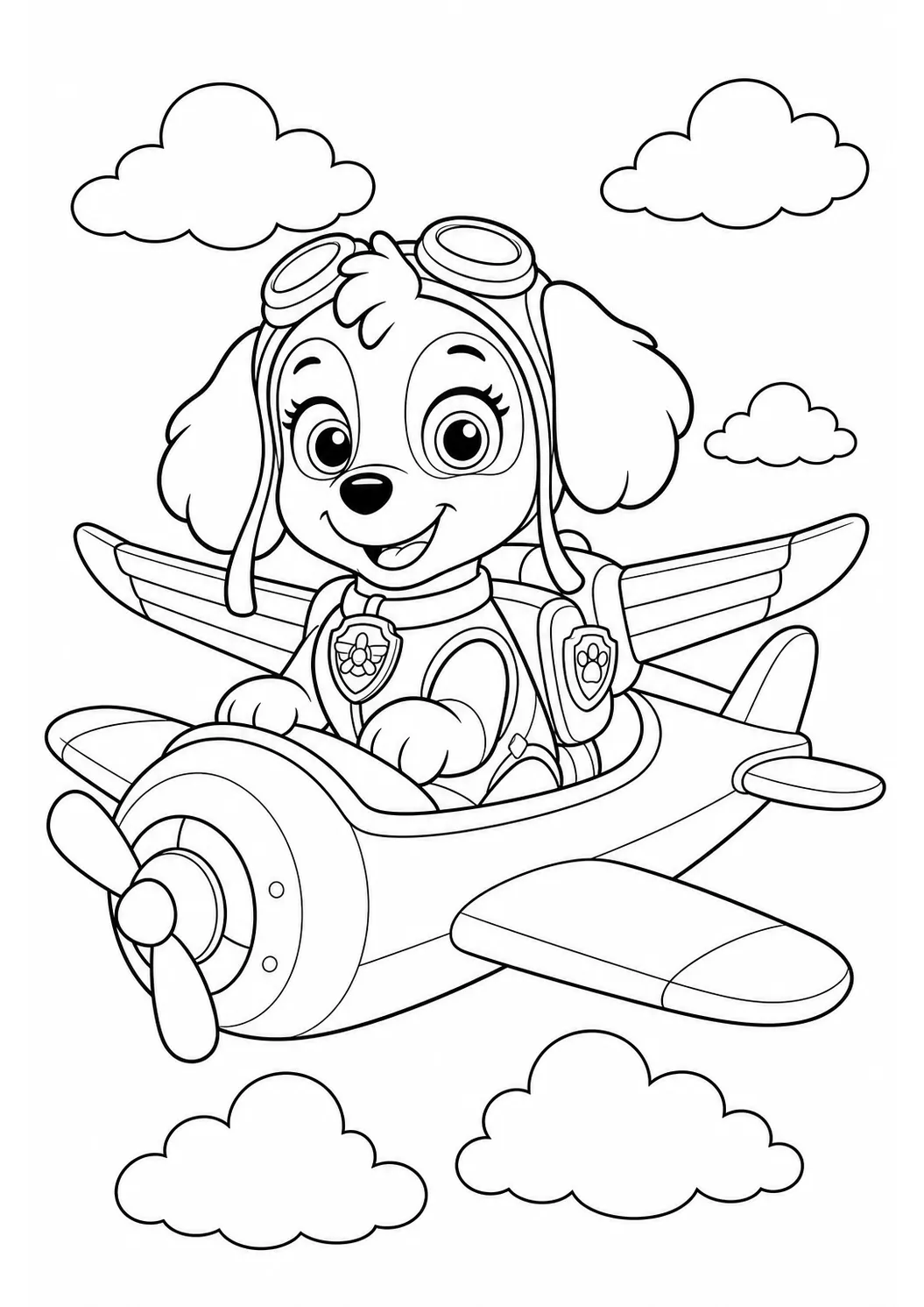 Tranh tô màu PAW Patrol Skye bay trên không miễn phí có thể in