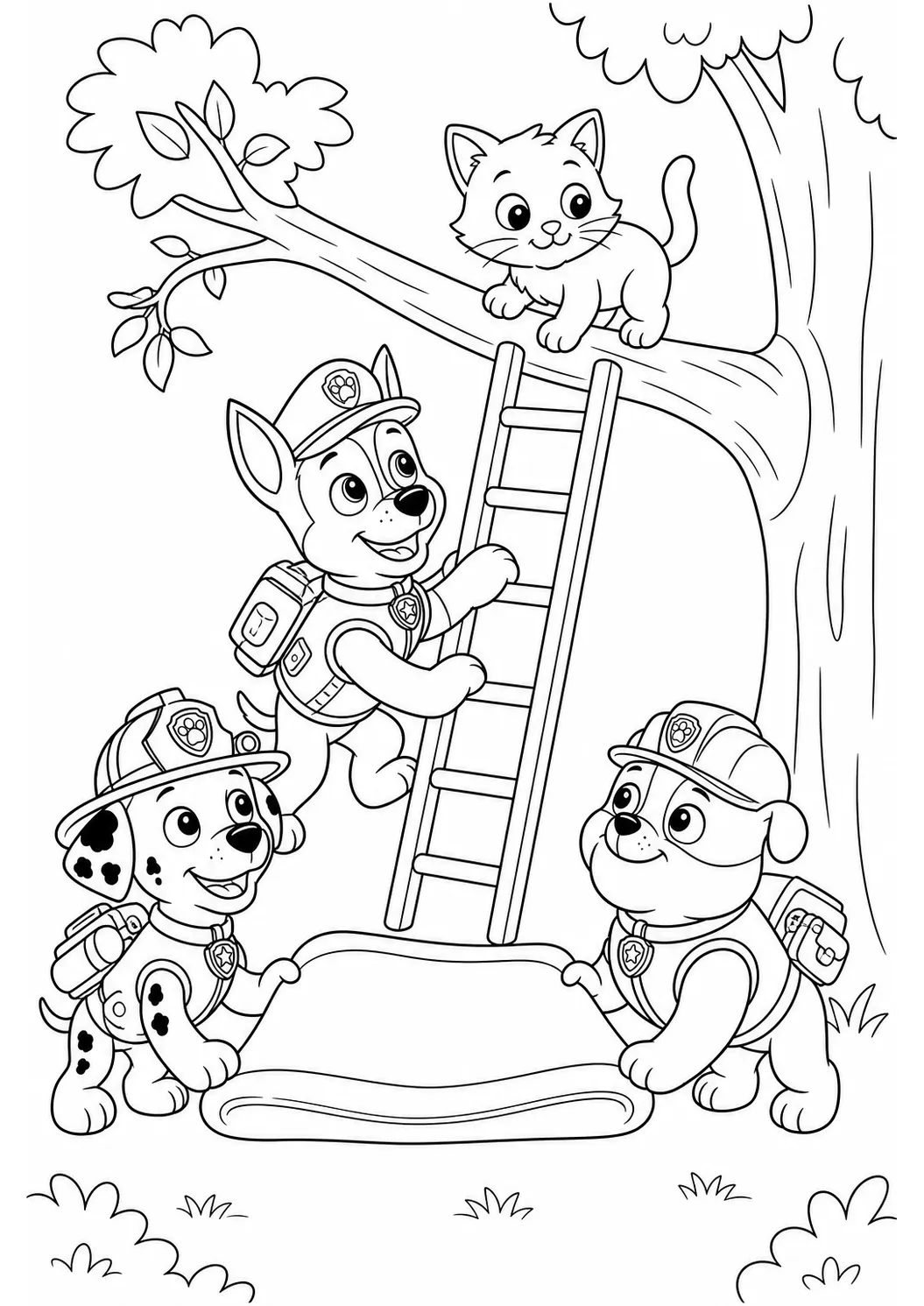 Tranh tô màu PAW Patrol hợp tác cứu hộ miễn phí có thể in