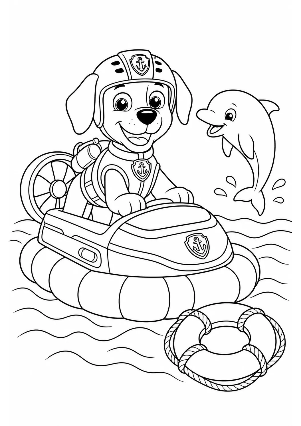 Tranh tô màu PAW Patrol Zuma cứu hộ dưới nước miễn phí có thể in