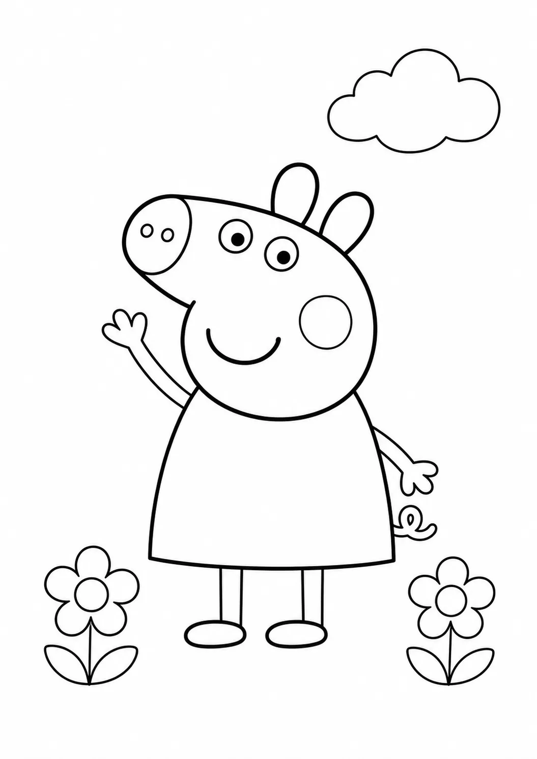 Peppa winkt fröhlich – kostenloses Peppa Wutz Ausmalbild zum Ausdrucken