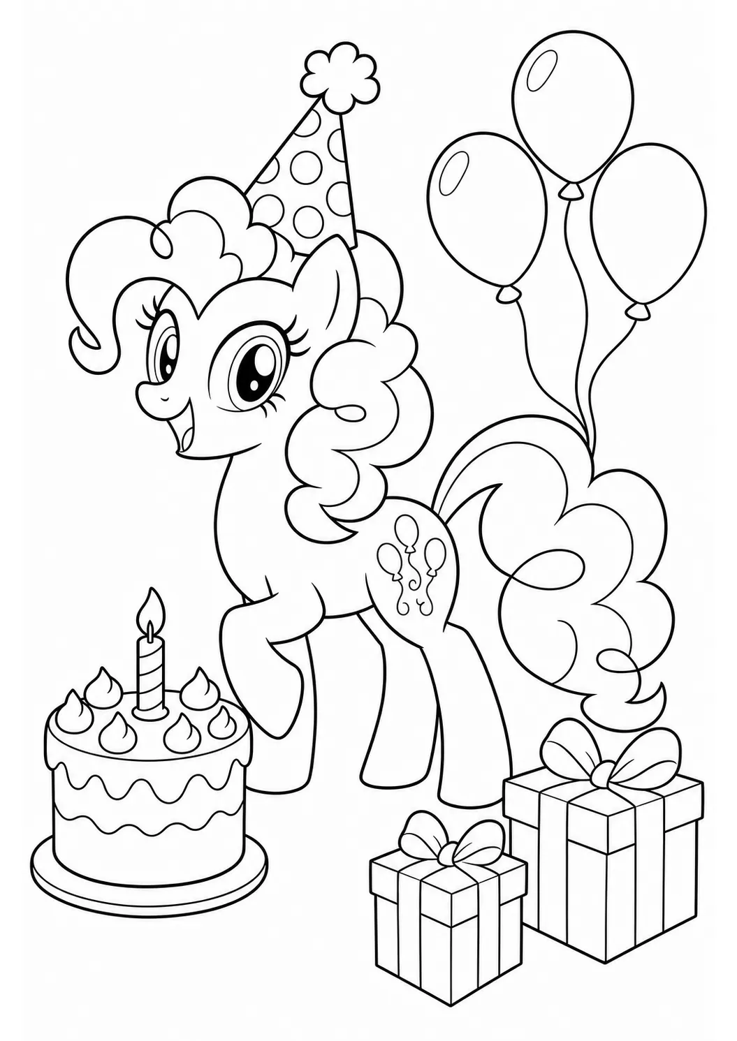 Pinkie Pies fröhliche Party – kostenloses My Little Pony Ausmalbild