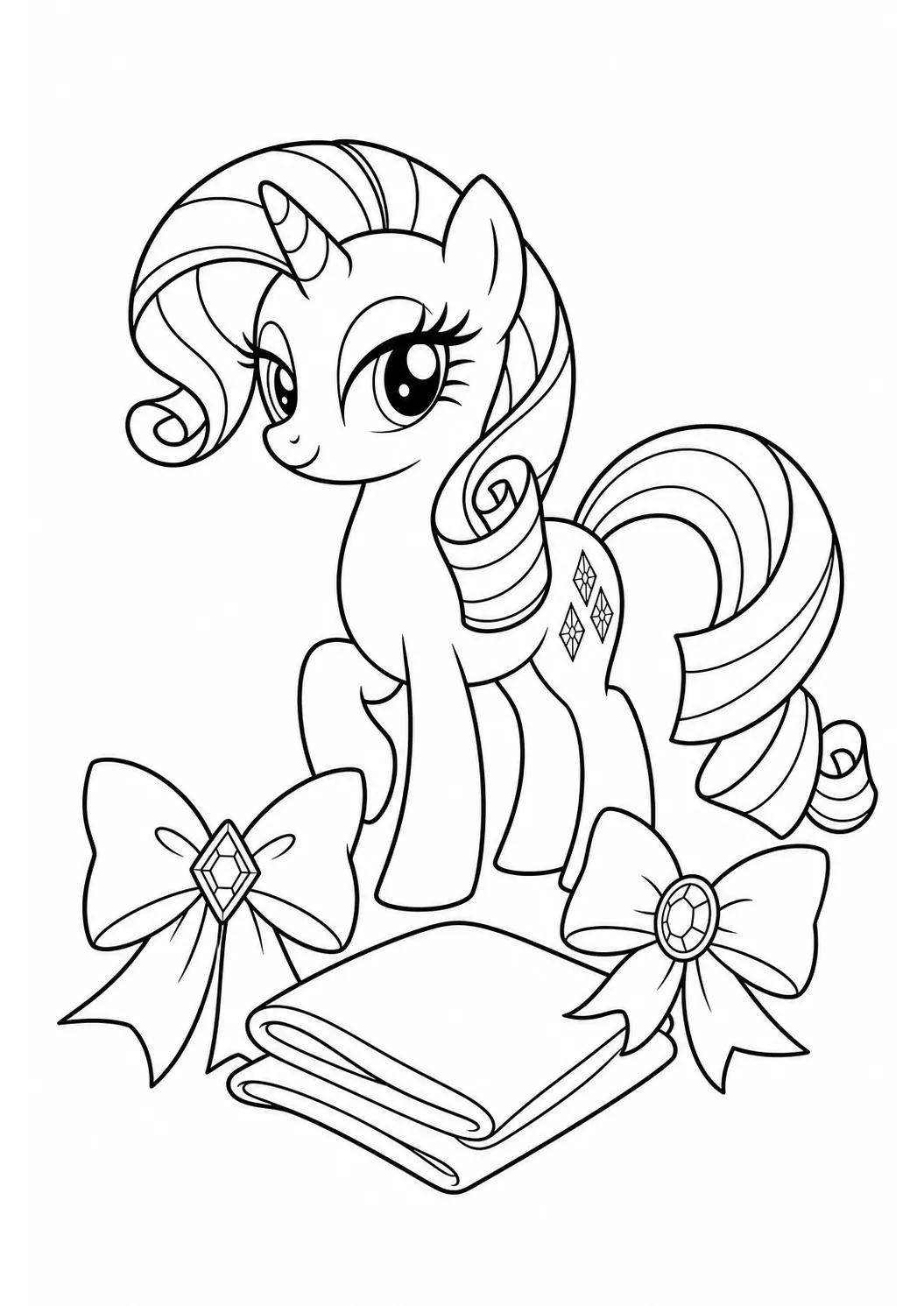 Raritys modische Schleifen – kostenloses My Little Pony Ausmalbild